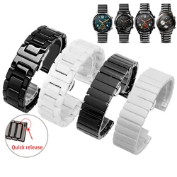 Correa de cerámica de acero para reloj inteligente, pulsera de 20mm, 22mm, 46MM para Huawei Watch GT GT2 3, Samsung Galaxy 3 4 5, hombre y mujer