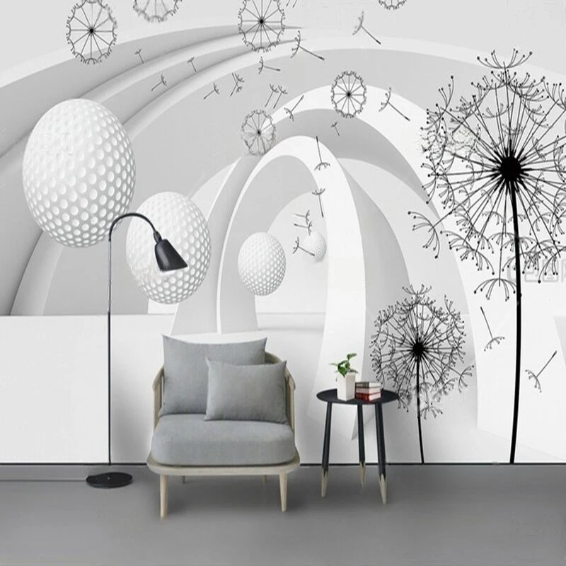 

Customized Wall Mural Wallpaper for Living Room Bedroom 3D Modern Dandelion Abstract Geometric Design Wall Art Decor Background