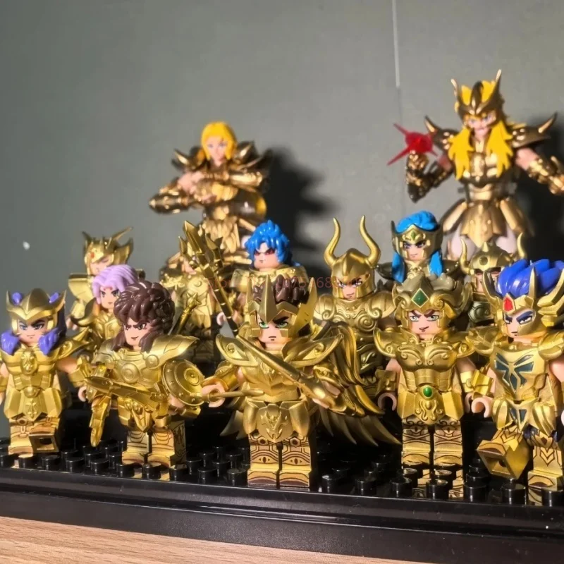 متوفر 6/12 قطعة/المجموعة/المجموعة أنيمي سانت سيا أثينا شيرو إيكي الذهبي المحارب المنقولة التجمع أرقام الكرتون حلية اللعب للهدايا #6