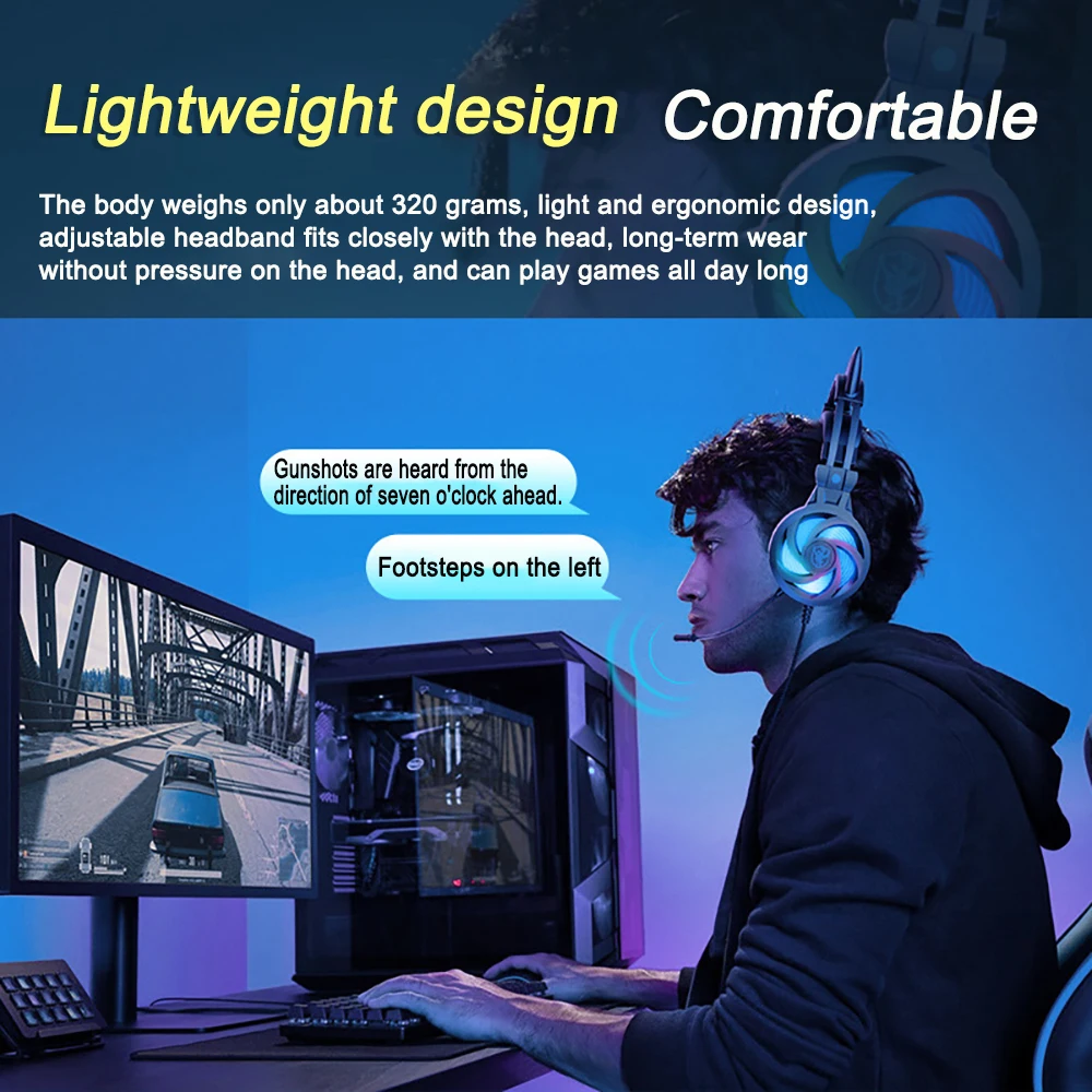 Ps4 Cat Ear Esports Hoofdtelefoon Met Rgb Led Mic Gaming Headset 3.5Mm 3d Surround Sound Computer Oortelefoons Voor Pc Gamer