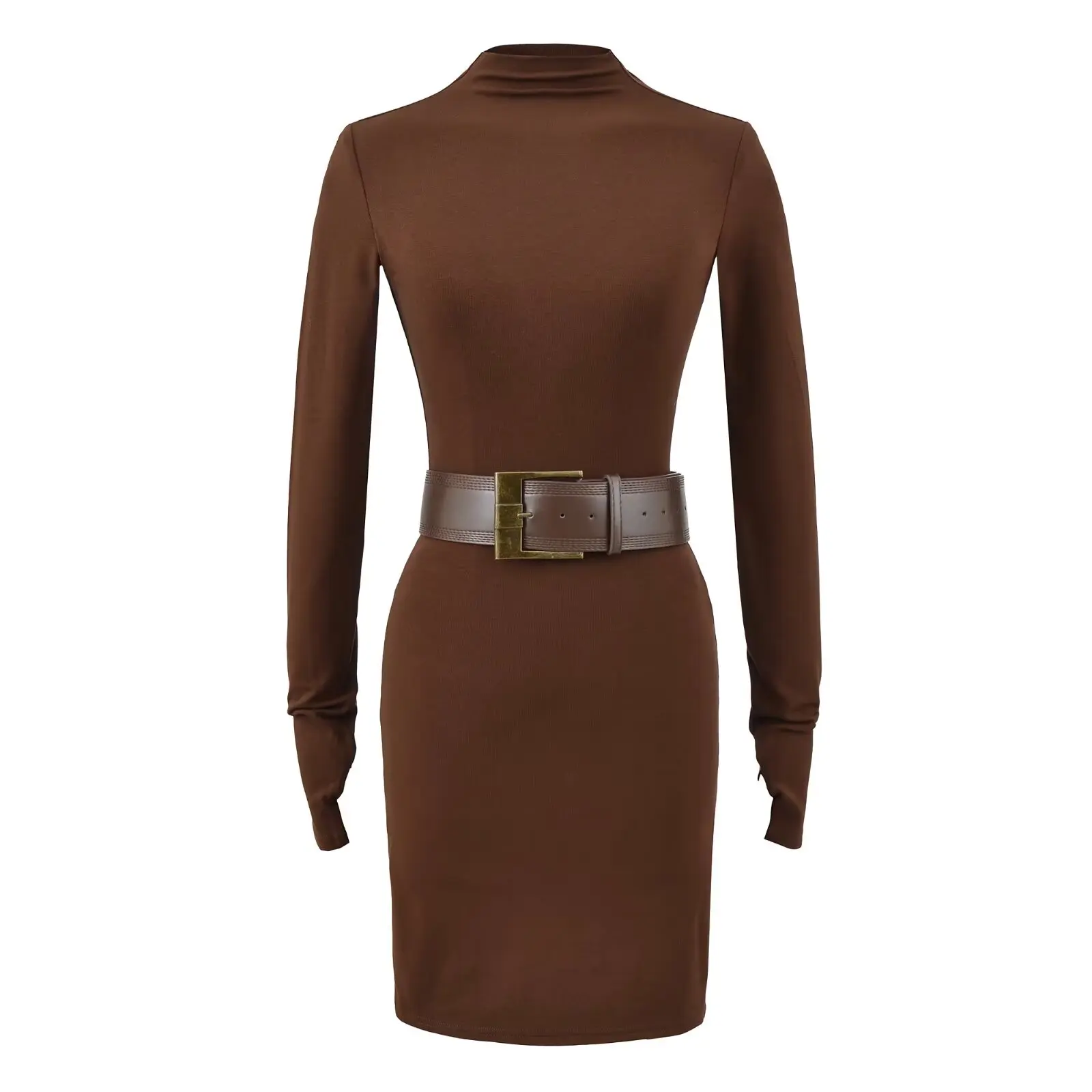 Ay com cinto longo sve bodycon dr feminino outono elegância camada base saia ort ter neline commute sle tecido macio