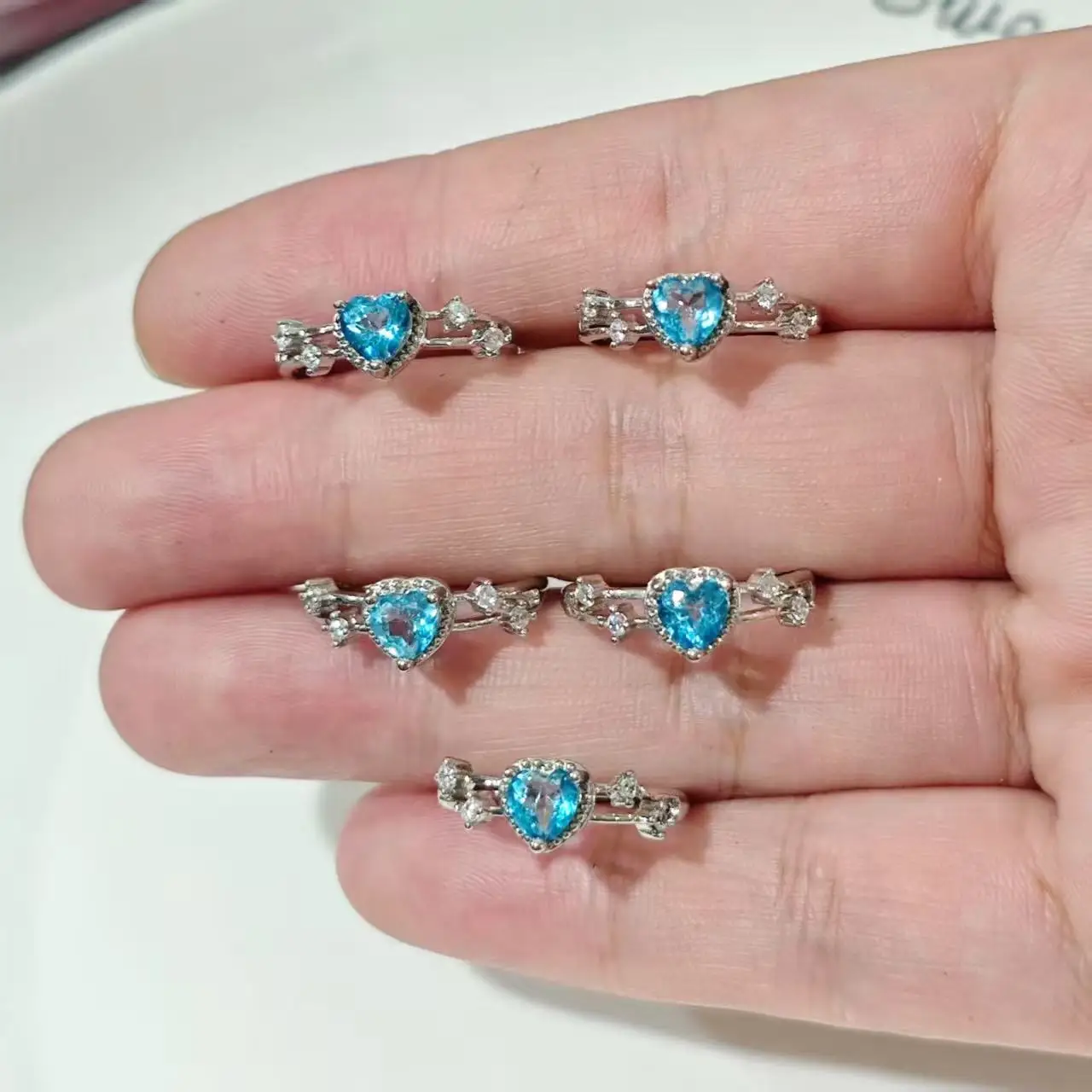 

3MM Natural blue topaz Ring Adjustable Female Ring Jewelry for Women Gift Wholesale High Quality Vintage Fine