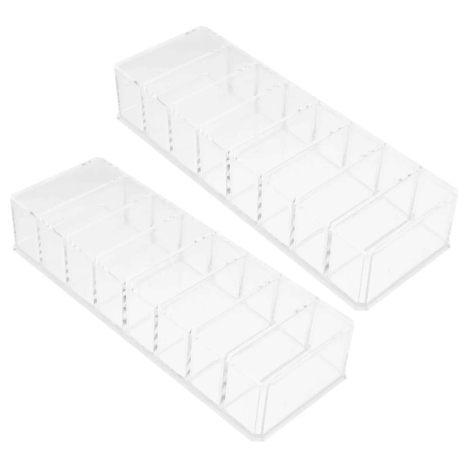 

2pcs Powder Compact Storage Box Divided Plastic Makeup Organizer For Eyeshadow Blusher Sunburn Palette Countertop