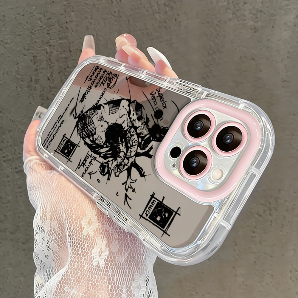 Kreative Herz-Graffiti Air Cushion Spiegel-Handyhülle für iPhone 17 15 14 16 Pro Max 13 12 11 Pro X XR XS 7 8 Plus 17Air Cover – Detail 7