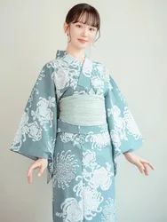New Japanese Yukata Women Traditional Style Cotton Texture Travel Portrait Clothing 163cm length free size