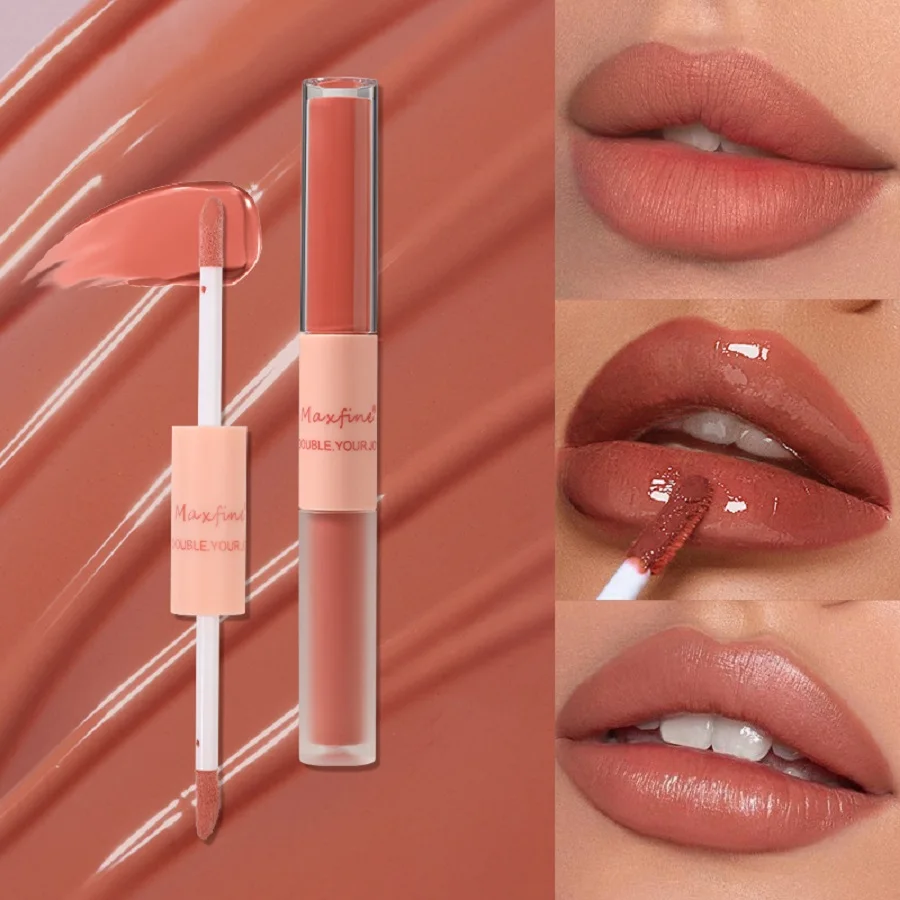 Double Headed Lip Gloss Waterproof Moisturizing Durable Mist Matte Velvet Mirror Lip Gloss Cosmetics image 3