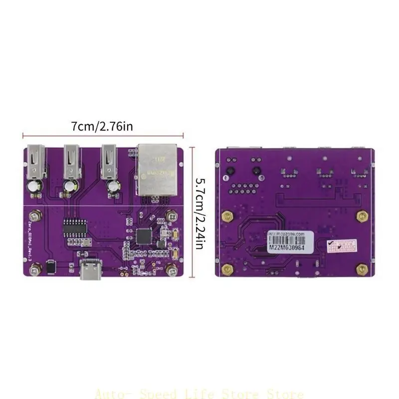 02da 3 Port USB Hub و Ethernet Expansion Board Case Aluminium for RaspberryPizw