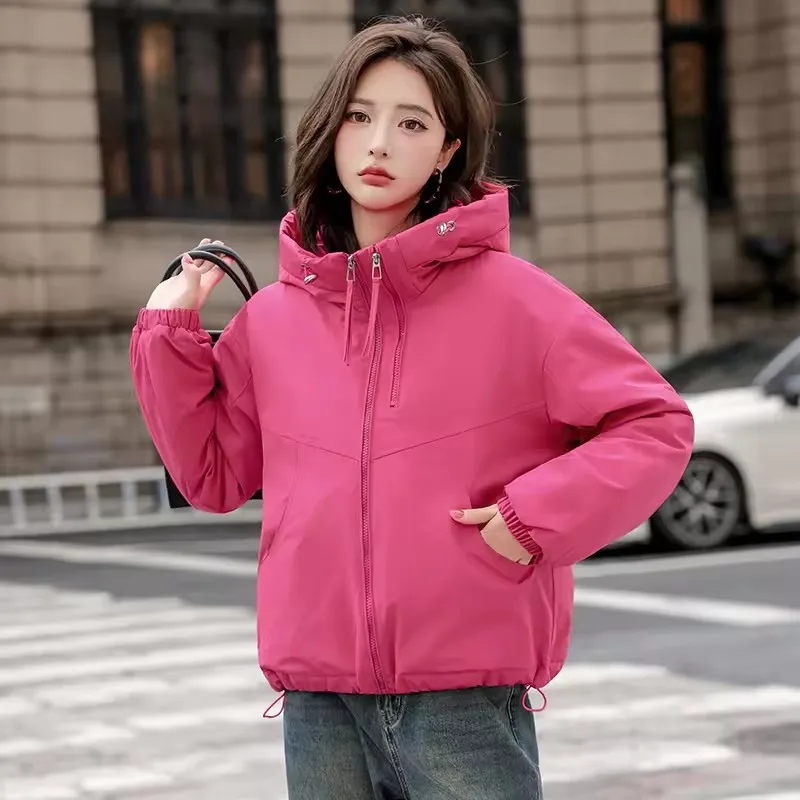 

2025 Fashion Cotton Padded Jacket Women Short Warm Outwear Autumn Winter Hooded Coat Student Loose Windproof Warm Quilted Jacket