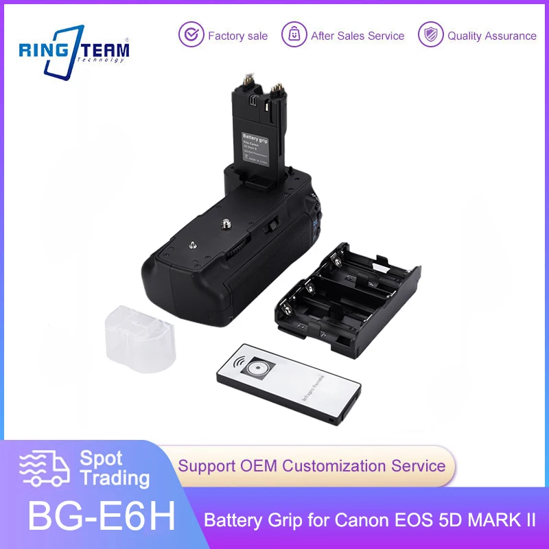 

With Remote Control BG-E6H BG-5DII Battery Grip For Canon EOS 5D Mark II 5DII 5D2 Work LP-E6 Battery BG-E6 Vertical Grip