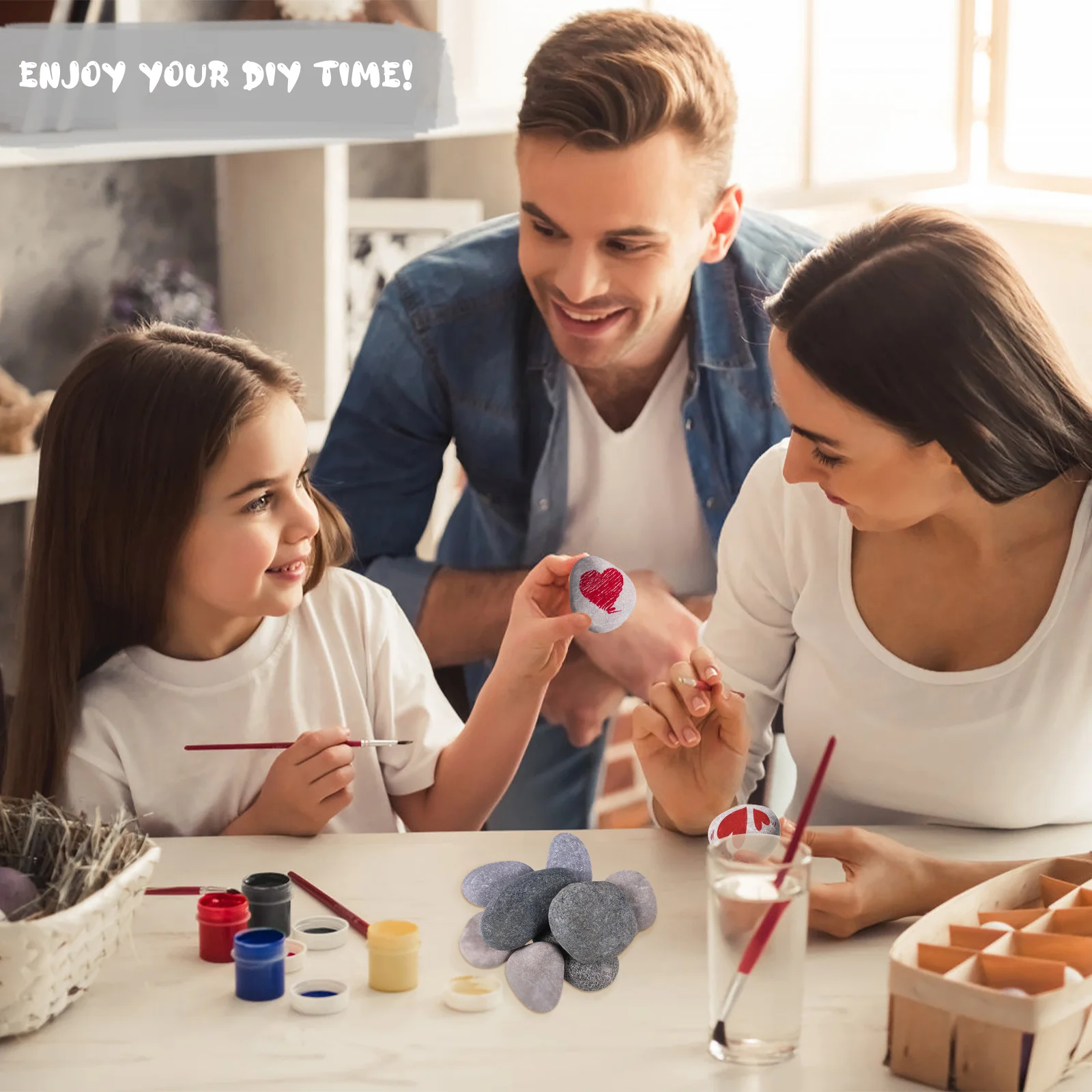 16 pezzi di pietre naturali per pittura, pietre di superficie arrotondate e lisce per disegno fai da te, allenamento artigianale, abilità d'arte per bambini, decorazione per acquario