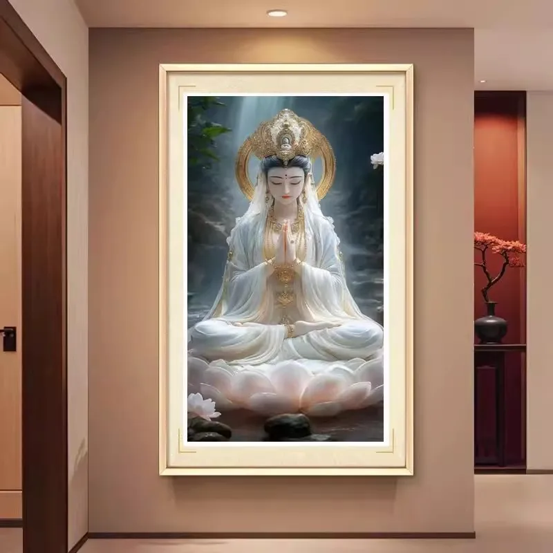 

Набор для вышивания крестиком 9ct 140x75см с принтом Будды, в китайском стиле, для рукоделия, декора дома и поделок своими руками