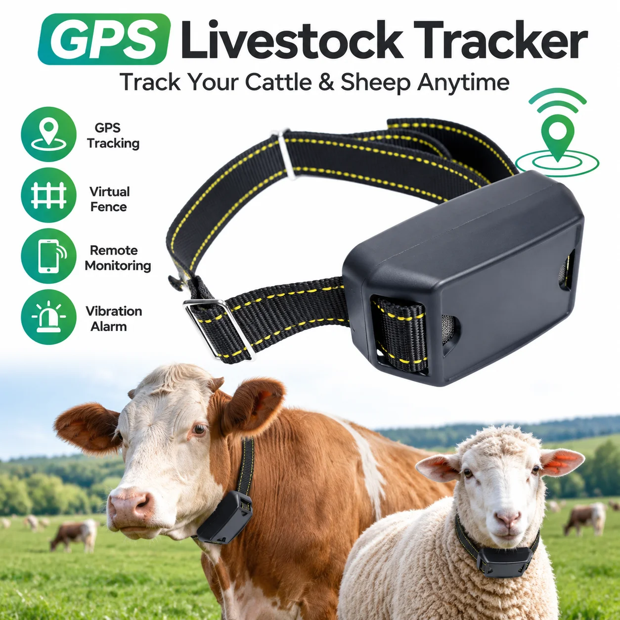 GPS Livestock Tracker for Cattle Sheep, 20000mAh Large Battery Real Time Location Tracking Device with Virtual Fence APP Free