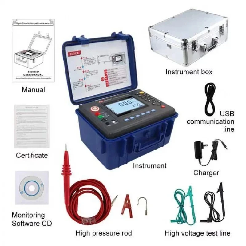 FUZRR ES3035  Digital Insulation Resistance Testers Ohm Range 0.01MΩ~2000GΩ Rated voltage 250V~5kV Ohmmeters  Megohmmeter