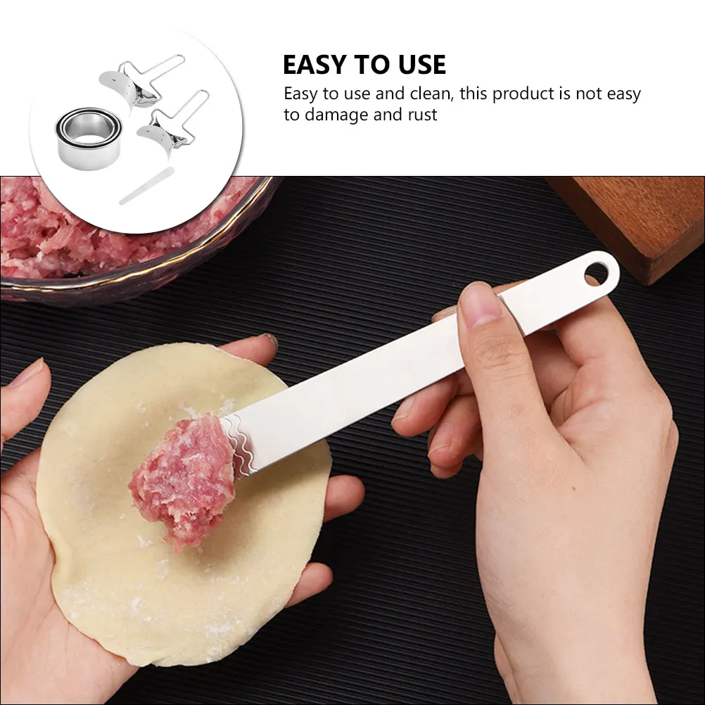 

1Set Stainless Steel Dumpling Skin Cutter Round Shape Mold Kitchen Dumpling Wrapper Maker Dough Pressing Tool Home Use