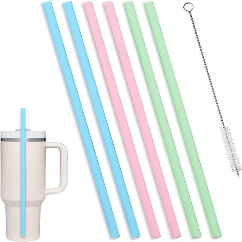 7pcs set Replacement Straws Compatible with Yeti Tumbler Mugs BPA-Free with Cleaner Brush for Stanley Adventure 20 30 40oz Mugs