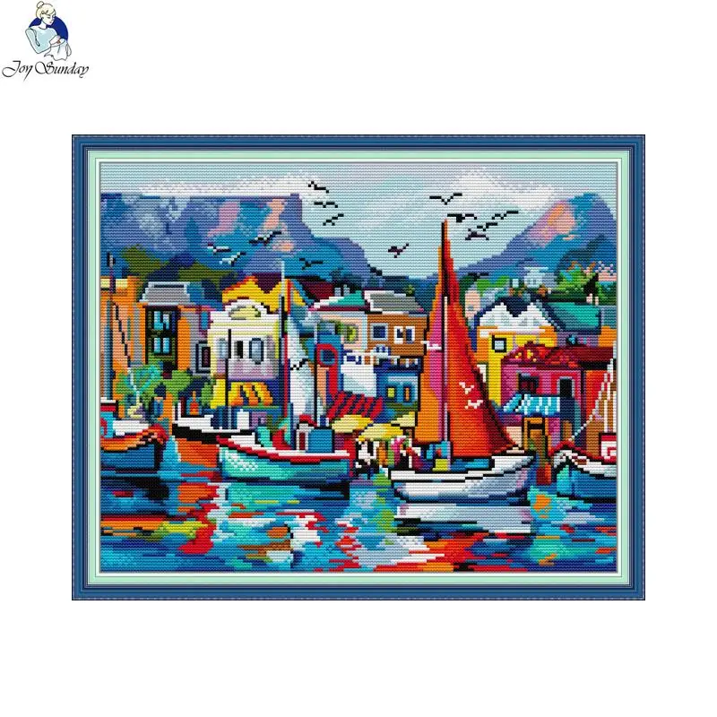 Joy Sunday Cross Stitch Kit Seaside Landscapes 16ct 14ct 11ct Fabric Cloth Cotton Thread Embroidery Diy Handmade Home Decor