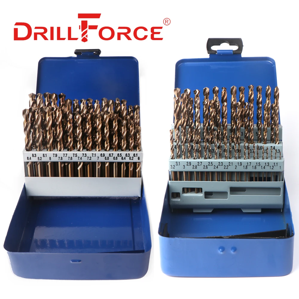 DRILLFORCE 41/51PCS M35 zestaw wierteł kobaltu do hartowanego metalu i stali nierdzewnej wiertła akcesoria do elektronarzędzi