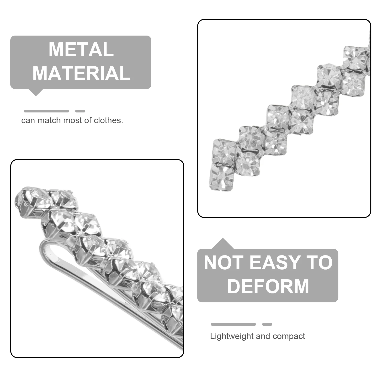 

1 set Rhinestone Hairpins Crystal Clips Stylish Metal Hair Clip For Women Party Wedding Dance Engagement Anniversary Decorative