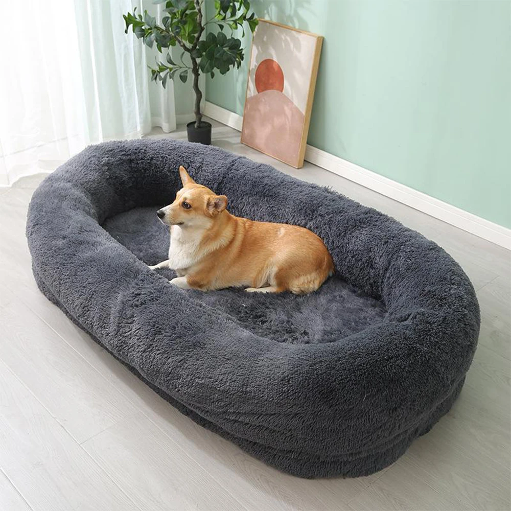 Human Dog Bed, Giant Washable Comfy Plush Dog Bed Portable Large Bean Bag Human Sized Pets Bed For Humans Nap 180*105*32cm