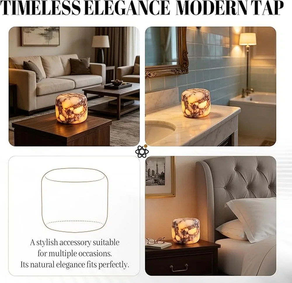 Marble Table Lamp Unique Craftsmanship Showcasing Marble Texture And Warm Light Night Settings Gift