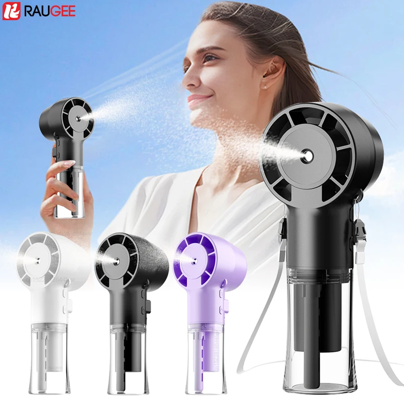Tragbarer Luftbefeuchter-Ventilator, Mini-Wassernebel-Ventilator, wiederaufladbarer tragbarer Handventilator mit Luftbefeuchter, Wasserspray, kleiner Taschenventilator