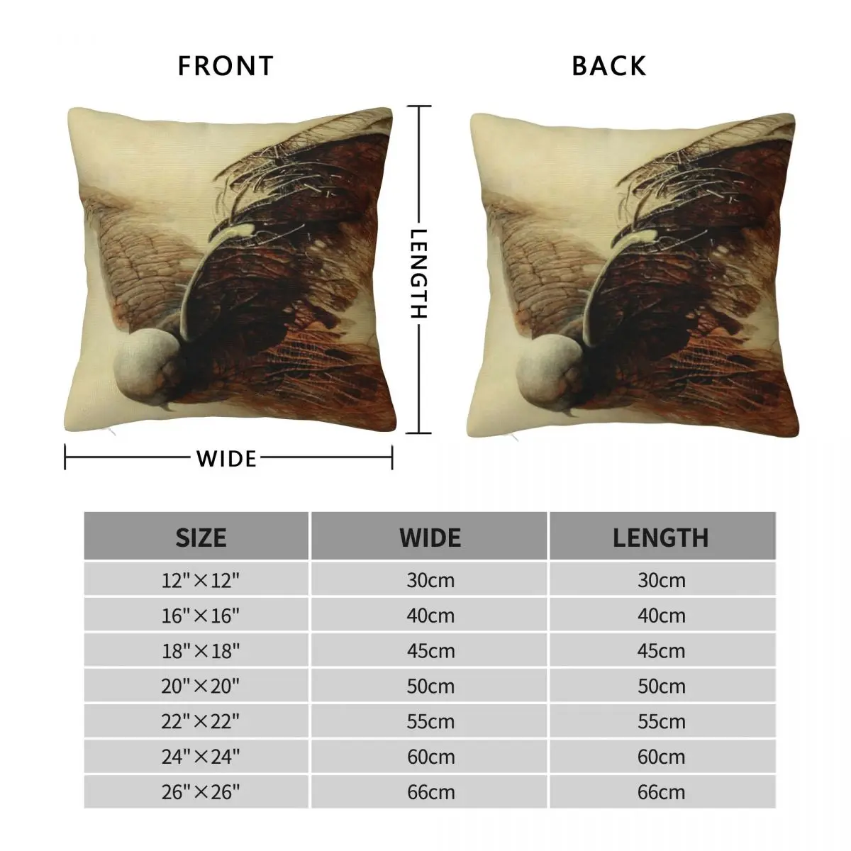 Untitled Bird Zdzislaw Beksinski Square Pillowcase Polyester Linen Velvet Printed Decorative Pillow Case Sofa Cushion Cover
