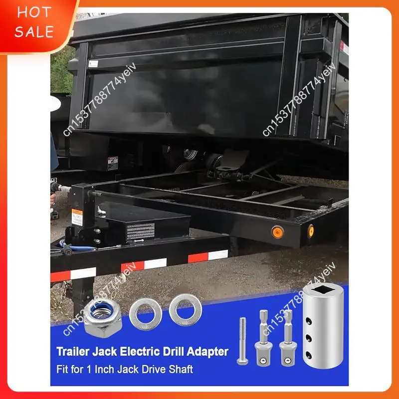 Stainless Steel Trailer Jack Electric Drill Adapter With 2Pc 1/2Inch Socket Adapter Bit Compatible With Jack Drive Shaft A62X