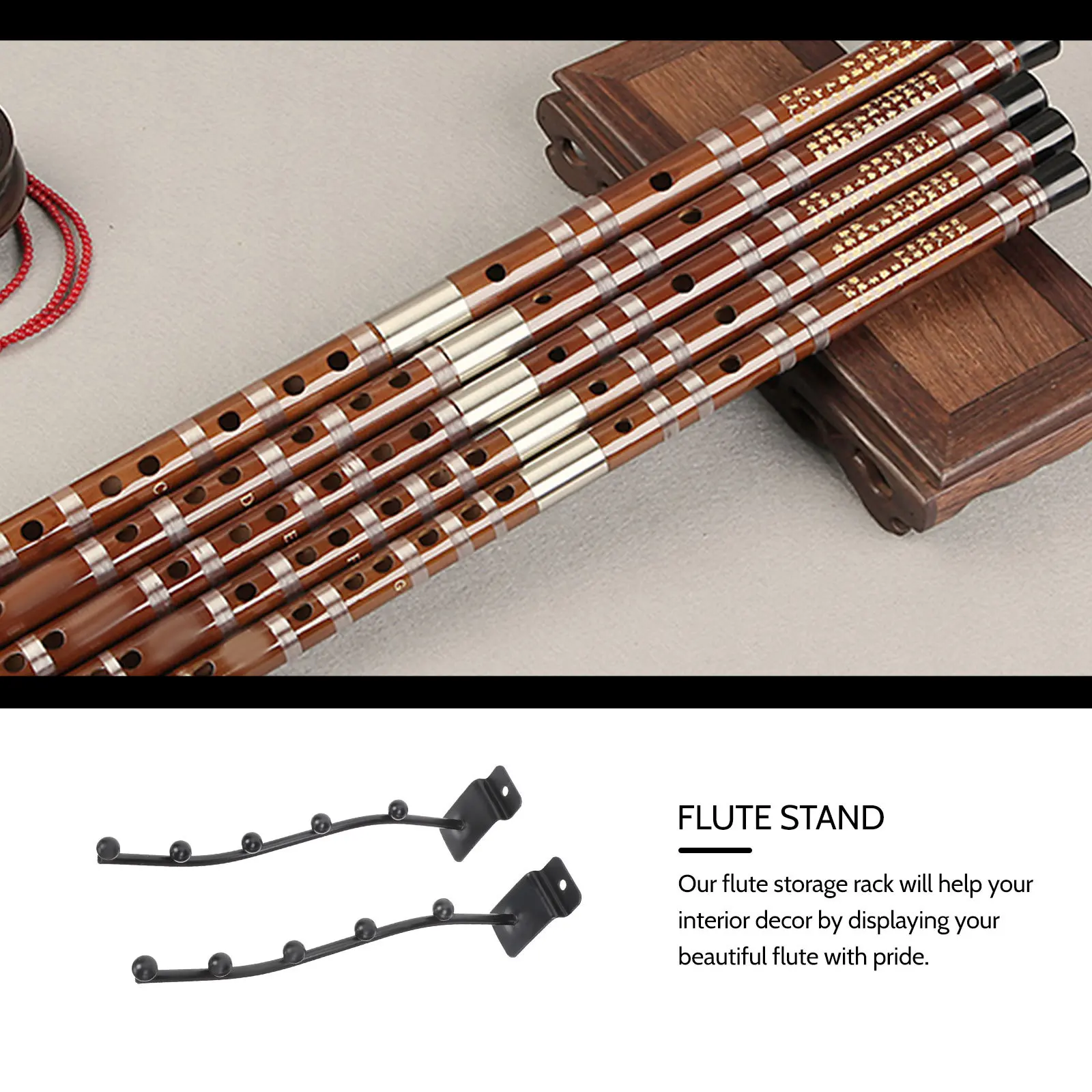 Ganchos para flauta con tablero ranurado, perchas duraderas de hierro para exhibición de instrumentos, estante de almacenamiento, soporte práctico, colgador de instrumentos, 2 uds.