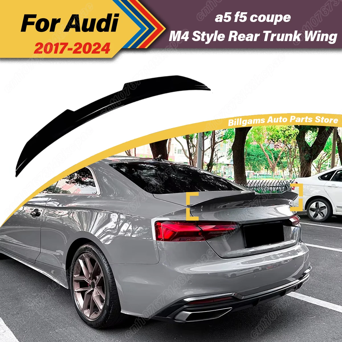 

For Audi A5 F5 Coupe 2017 2018 2019 2020 2021 2022 2023 2024 M4 Style Automobile Rear Mid Fixed Wing Decorative Accessories Kit