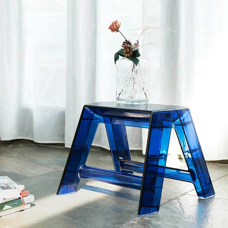 

Transparent Acrylic Stool Step Ladder Non-slip Pedal 3 Step Ladder Nordic Light Luxury Ladder Folding High Stools Kitchen