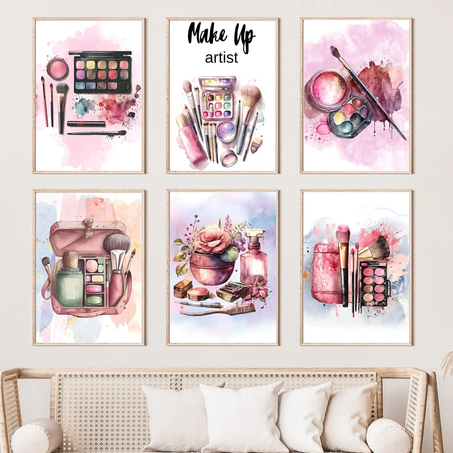1pc frameless Canvas Painting Fashion Woman Makeup Posters And Prints Artist Tools Vanity Glam Teen Girl Wall Art Canvas Paintin