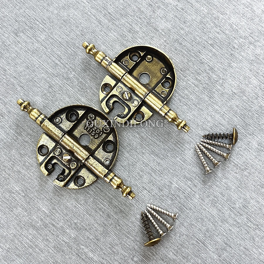 Antique 6PCS Zinc Alloy Furniture Hinges Cupboard Closet Bookcase Dresser Cabinet Door Hinges + Screws