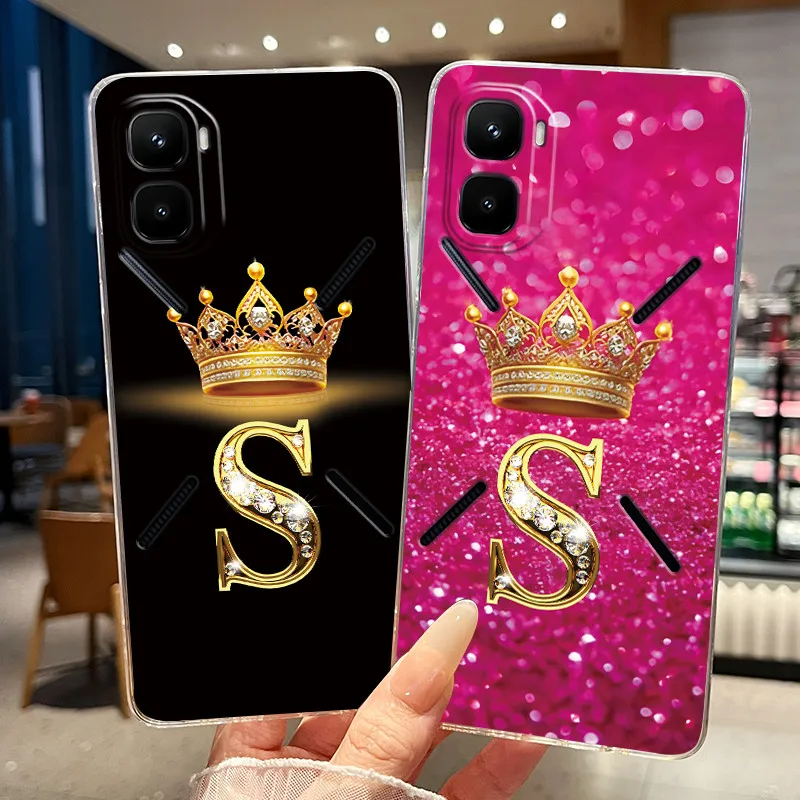 Casing For Infinix GT 50 Pro 5G 2026 Phone Case X6891 Fashion Crown Letter Clear Soft Silicone Protective TPU Back Cover Housing