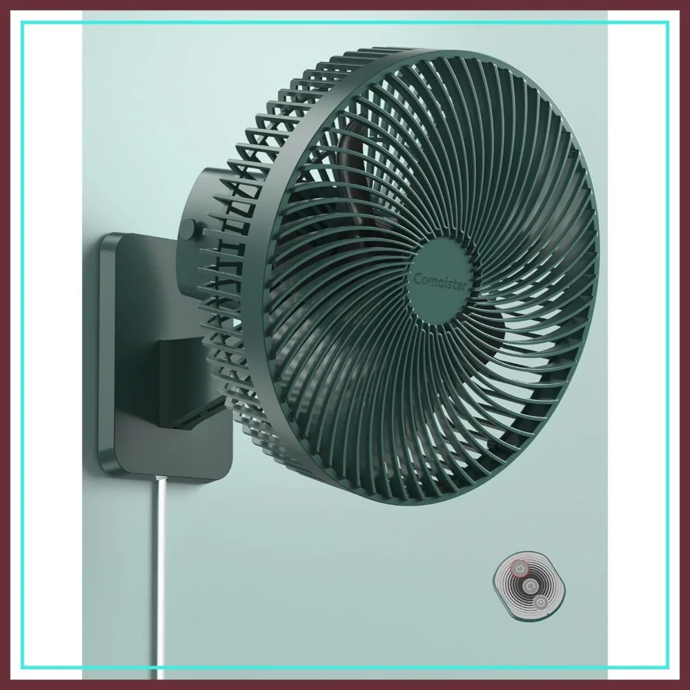 

10-Inch Wall Mount Oscillating Fan with Remote, Timer, 4 Speeds, Quiet for Bedroom