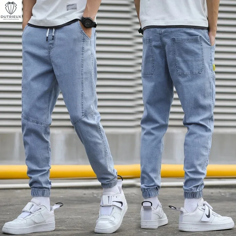 

M-5XL Men's Jeans Harem Denim Cargo Pants 2026 New Streetwear Jogger Hip Hop Cotton Trousers Male Blue Oversized