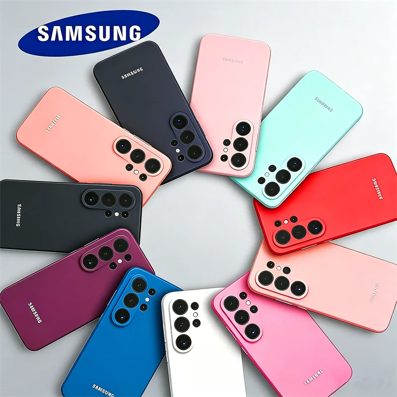 Original Liquid Phone Case For Samsung S26 Ultra S25 Edge S23 FE S24 S22 S21 Plus Silicone Soft Back Cover A57 A37 A17 A56 A36