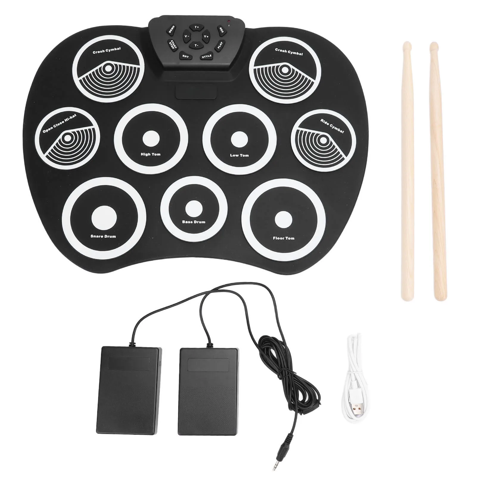 drum-pad-10-rhythms-electronic-drum-set-35mm-jack-9-practice-pads-portable-10-demo-songs-soft-silicone-for-boys-girls