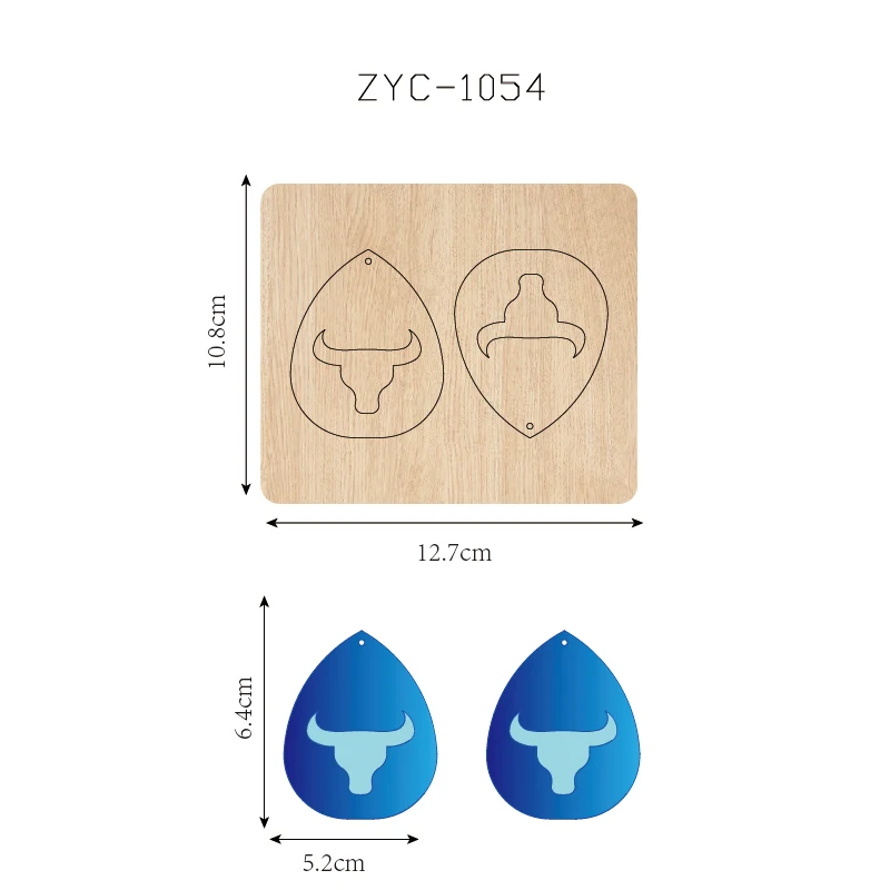 

Wooden Earring Cutting Mold, Suitable for Die Cutting Machines, ZYC-1054