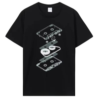 2025 Best Selling Funny Style Explosion Tape T-shirt Pattern Street Dj Mc Music Tape Player Cd Birthday Gift Pattern T-shirt