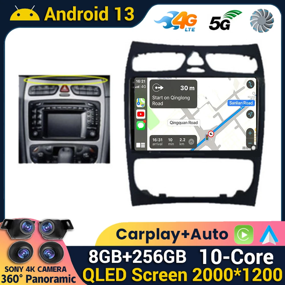 

Android 13 Car Radio For Mercedes Benz C-Class W209 C200 C320 C350 CLK W203 2002-2005 Multimedia Player GPS Carplay Stereo Auto