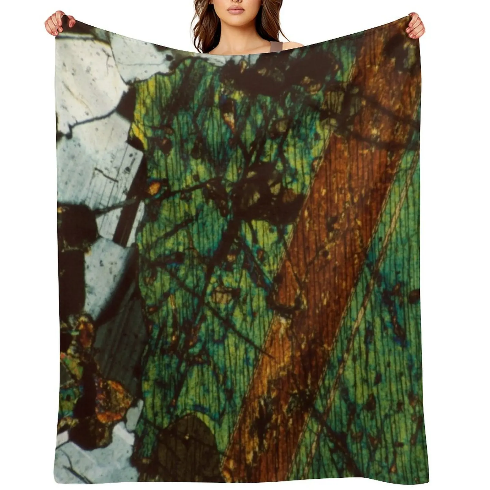 

Twinned Pyroxene and Feldspar Thin Section Mineral Art for the Rockhound Throw Blanket Warm Kid'S Blankets