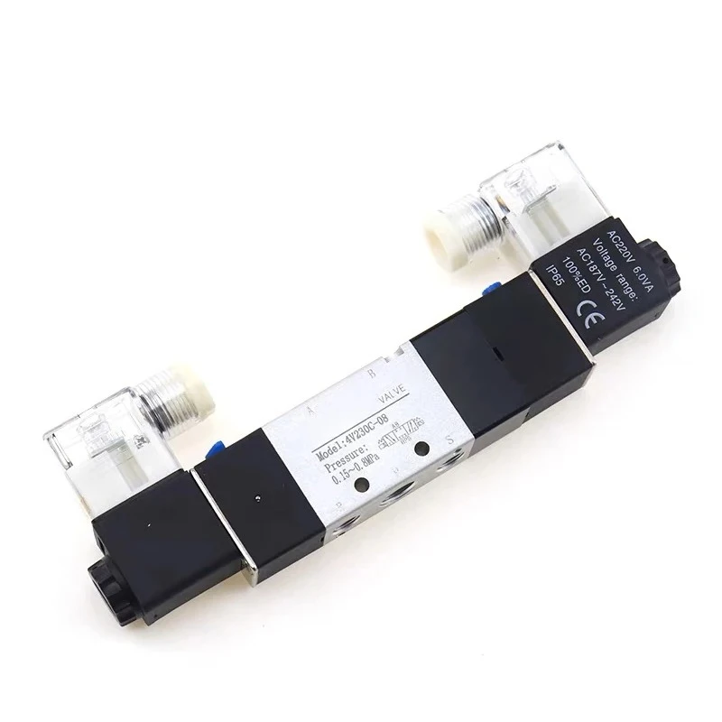Pneumatic 5‑way 2‑position solenoid valve 4V220‑08 AC220V 120‑06/320‑10/420‑15 DC24