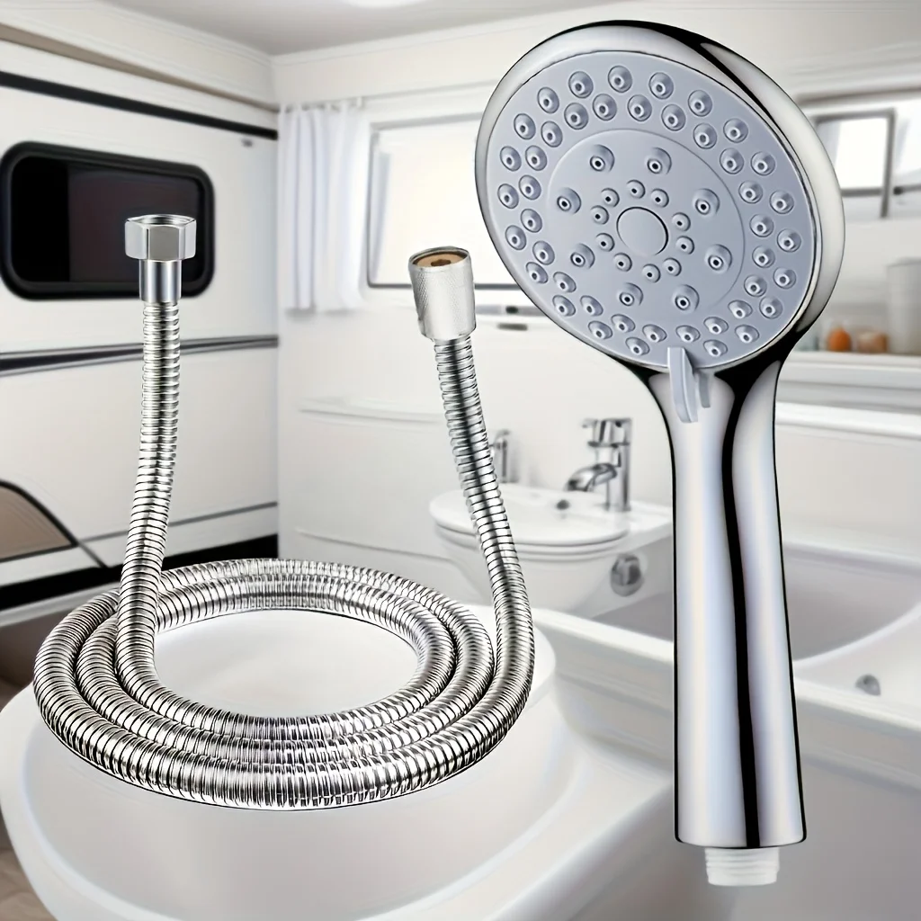 

High-Pressure Water-Saving Handheld Shower Head with Large Panel, 5 Spray Modes, Adjustable Shower Head 59-Inch Hose