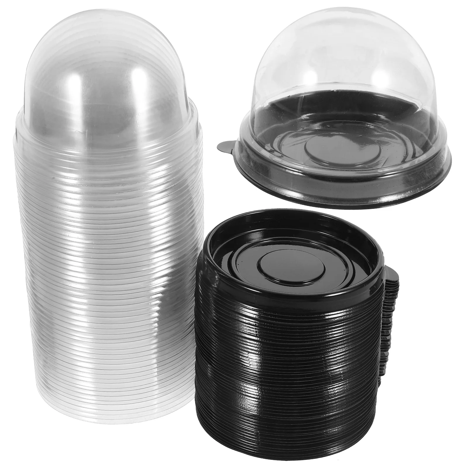 

50Pcs Moon Cake Boxes Mini Cake Packaging Box Transparent Dome Dessert Box Cupcake Container Muffin Holder Party Favor Boxes