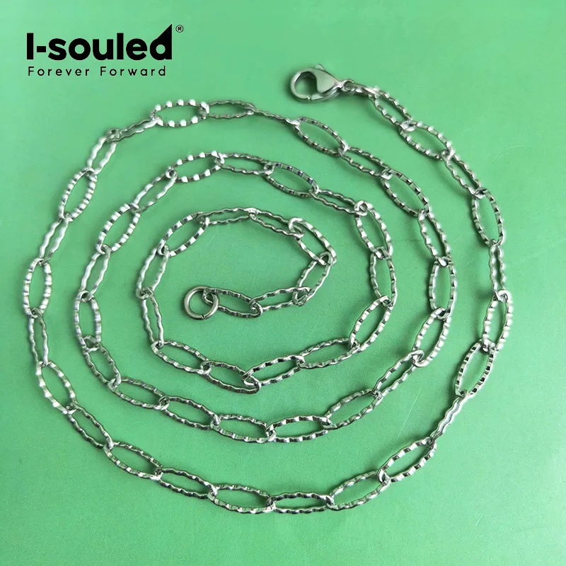 4.8mm TA1 pure titanium flat O embossed necklace, simple and fashionable, lightweight and waterproof