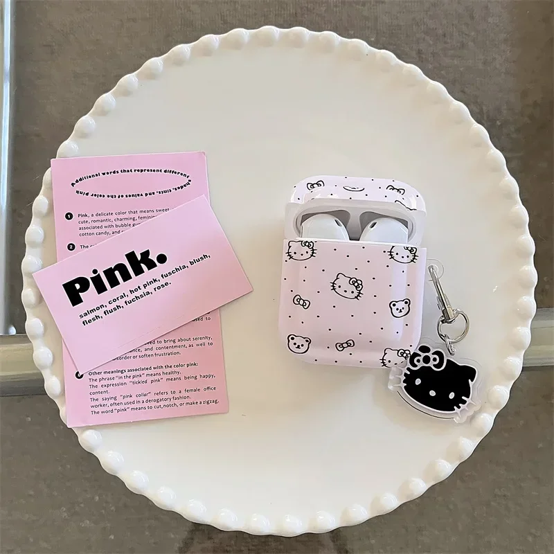 

For Airpods 4 Case 2024,Hello Kitty Pink TPU Shockproof Protective Earphone Cover For Airpods Pro 2 Case For Girls Women Kids