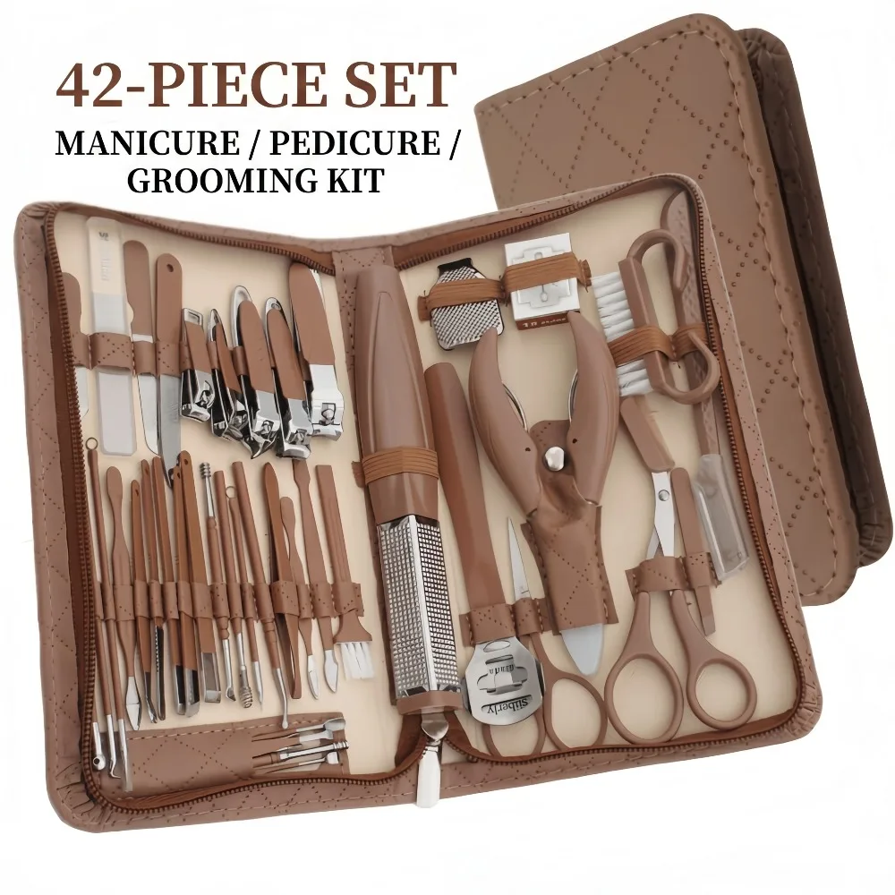 Aesthetic Pink Portable Nail Care Kit, Durable, Compact and Lightweight, Space-Saving, with Storage Bag, for Home and Travel