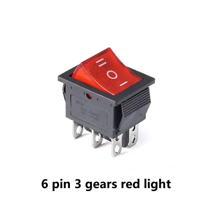 Switch KCD4 6 Pin16A 250V 25x31mm rojo