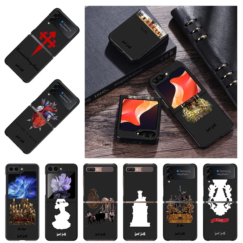 Luxury Virgin Mary Jesus Church Mobile Phone Cases For Samsung ZFlip6 Z Flip3 Flip4 Flip5 5G Flip 6 5 Black Hard Anti-Drop Cover