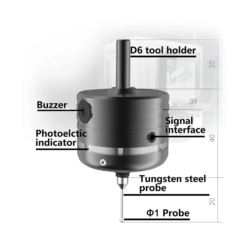 CNC machining Mach3 Edge Finder 3D Probe CNC Three-coordinate Acousto-optic Instrument Centering Rod Grb